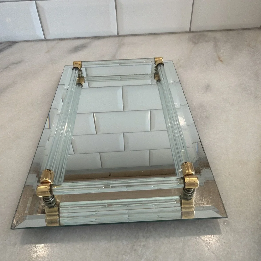 Vintage Vanity Mirror‎ With Lucite BumpersGW993